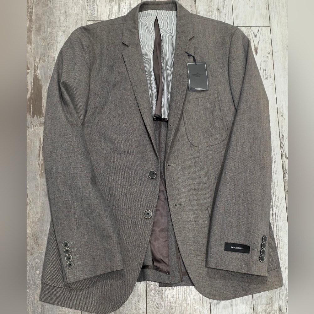 38R Men's Dockers Casual Blazer Brownish Gray 100% Cotton Brand New Sport Coat